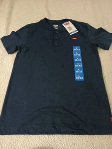 Levis Boys T-shirt Henly Size 10/12 Blue Short Sleeve new - Picture 1 of 3
