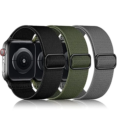 3 Pack Stretchy Nylon Strap Compatible with Apple Watch Series 11 49mm Men - Image 1 of 4
