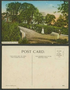 Saint St. Lucia Old Colour Postcard Government House Street Scene Br West Indies - Picture 1 of 1