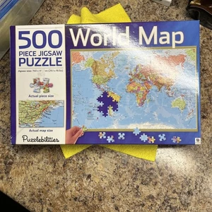 Puzzlebilities Puzzle 500 Pezzi Mappa del Mondo (29,1 x 19,5 in) 🔥🔥 - Foto 1 di 3