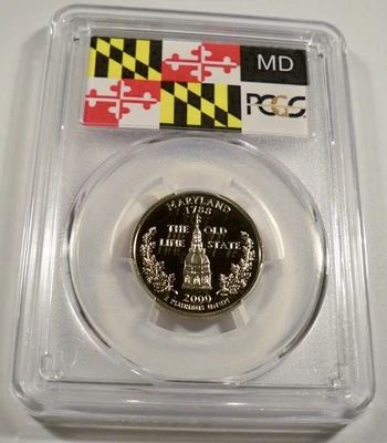 2000-S 25c CLAD PCGS PR70DCAM MARYLAND QUARTER PROOF DEEP CAMEO PR 70 DC MD - Image 1 of 4