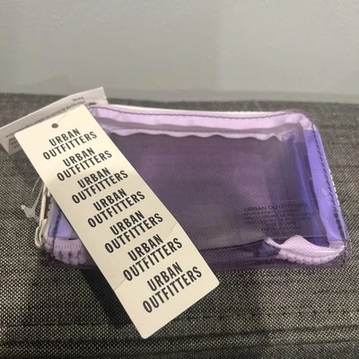 "Nueva billetera con cremallera de plástico transparente violeta Urban Outfitters con etiquetas 5"" x 3,5"" nueva con etiquetas" Foto 1 de 4