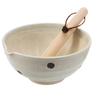TIKUSAN Japanese Ceramic Ripple Ridge Mortar & Pestle Suribachi Bowl and Suri... - Picture 1 of 9