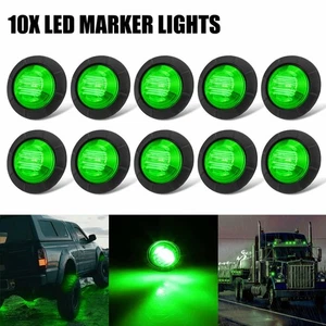10pc AUXITO Green 3/4" LED Marker Light Truck Trailer Side Bullet Lamp Truck Bus - Picture 1 of 12