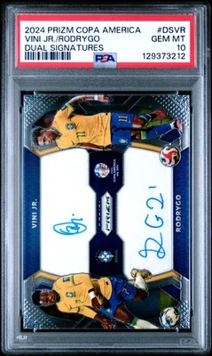 2024 PANINI PRIZM CONMEBOL COPA AMERICA DUAL SIG RODRYGO/VINI JR. PSA 10 AUTO - Image 1 of 2