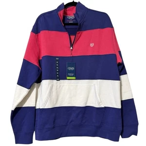 Jersey CHAPS The Everyday Fleece talla XL corte clásico a rayas cuarto cremallera nuevo con etiquetas - Imagen 1 de 13