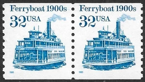 USA Briefmarke #2466b 32c. Fährboot Transport Coil Paar MNH - Bild 1 von 1
