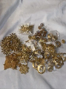 Huge Lot Of Gold Colored Accent Pieces Some Have Faux Jewels - Picture 1 of 9