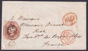 1852 10d Embossed SG 57 Folkingham 302 to France Red PD Cat. £3,200.00 - Picture 1 of 2
