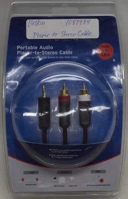 Belkin PORTABLE AUDIO PLAYER-TO-STEREO CABLE *New Unused* - Image 1 of 4