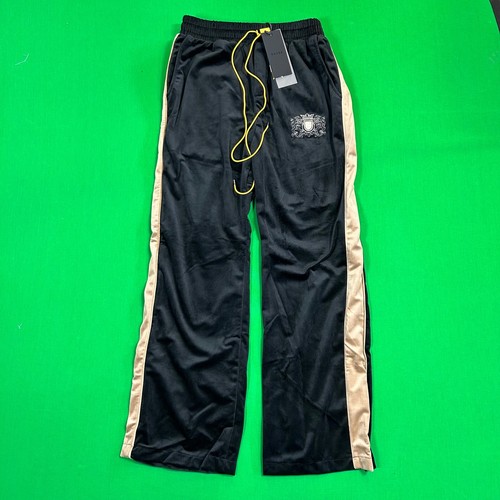 Pantaloni da pista Rhude in velluto nero ricamato con cresta $828