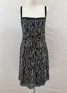 Ann Taylor LOFT A-Line Dress Sz 10 Black Ivory Sleeveless Geometric New $69 Tag - Picture 1 of 6