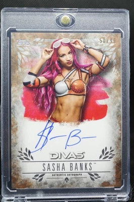 2016 Topps WWE Undisputed #UA-SB Sasha Banks 50/99 ON CARD Auto - RARE INVEST - Image 1 of 3