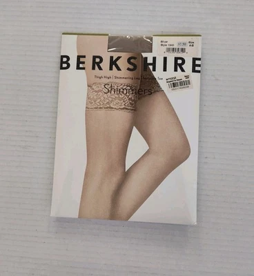 Berkshire Thigh High Shimmers Stockings Size A-B Silver with Lace Top - Image 1 of 4