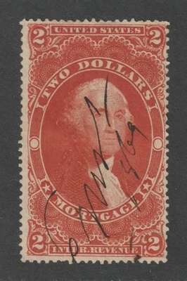 Scott # R82c, Used, F, $2 Mortgage, Extraordinary Color, Manuscript Cancel - Image 1 of 2