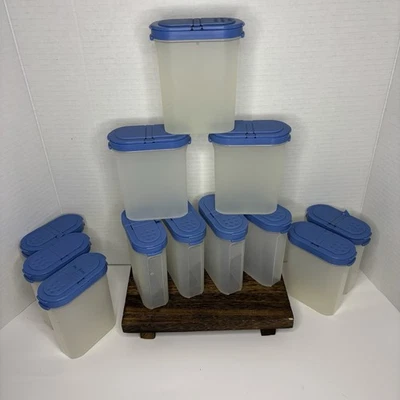 Set Of 12 Tupperware # 1846 Modular Mates Spice Shaker Container Large Blue - Image 1 of 4