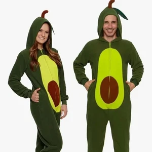 NWOT Funziez Avocado One Piece Size XL Unisex Adult Green Hooded Pajama - Picture 1 of 1