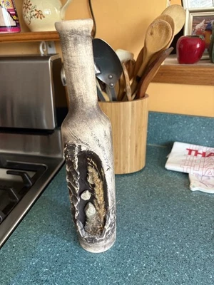 Czecholovakian Ceramic Bottle like Burned Wood - Image 1 of 3
