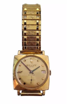 Reloj Pulsera Mecánico Cauny Swiss Master Vintage 17 Joyas Esfera Cuerda Manual Foto 1 de 4