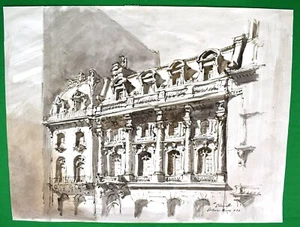 "Stillman House Lycee Francais NYC" Aquarell auf Papier von Nicholas Solovioff - Bild 1 von 3