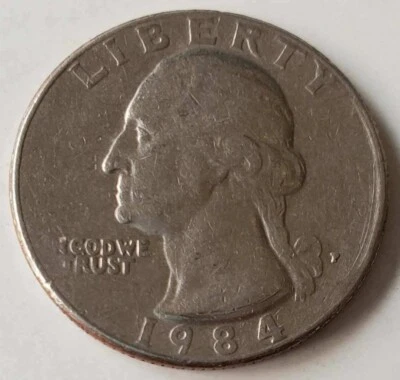 1984 P Mint US Washington Quarter Filled Strike Grease Errors Obverse & Reverse - Image 1 of 4