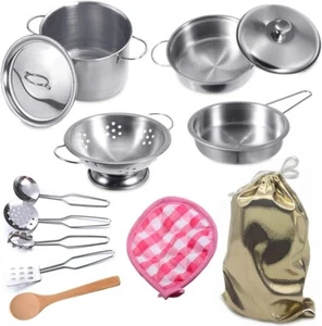 Play Pots and Pans Toys for Kids Kitchen Playset Pretend Cookware Utensils Mini - Picture 1 of 6