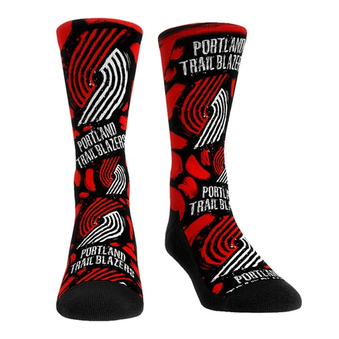 Unisex Rock Em Socks Portland Trail Blazers Allover Logo & Paint Crew Socks Cover