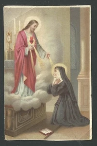 image pieuse ancianne de Jesus y Santa Maria Alacoque santino holy card estampa - Foto 1 di 1