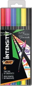 Pack of 6 BIC Intensity Dual Tip Felt Tip Pens and Brush - Picture 1 of 3