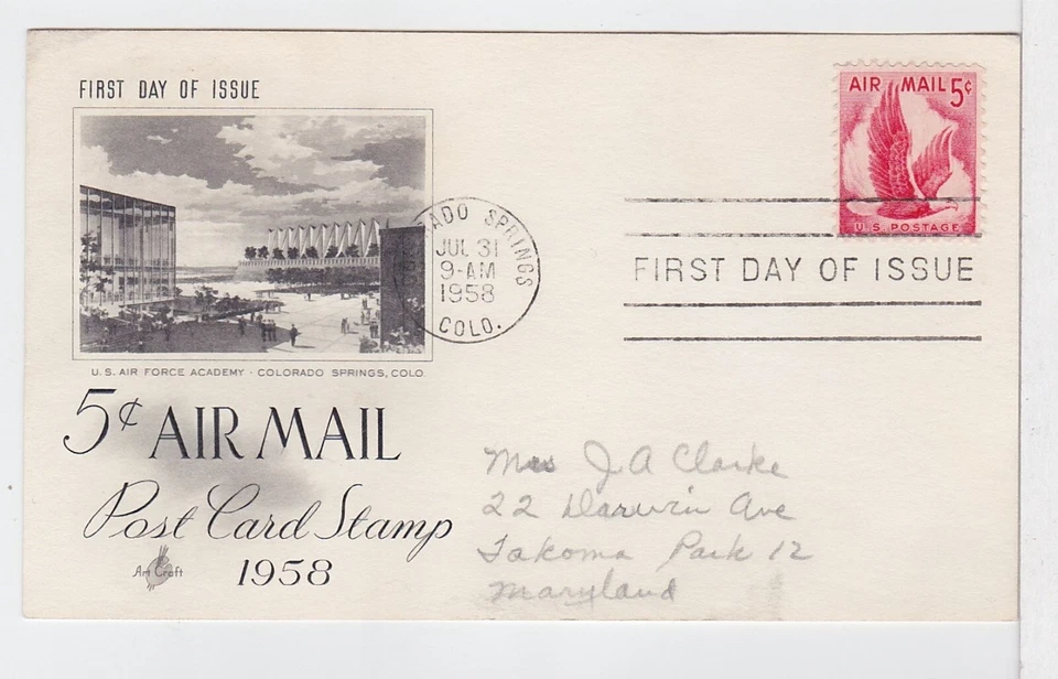 TurtlesTradingPost- Airmail Postcard Rate 1958 #C50- Artcraft Cachet FDC - Image 1 of 1