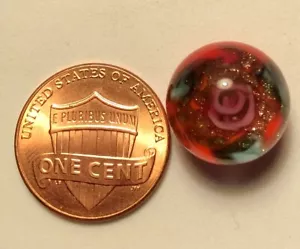 ONE Czech Glass Ball Button Paperweight Red Green 9/16" 14mm 9622 - Picture 1 of 4