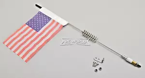 ANTENA DE METAL 1/10 CON BANDERA AMERICANA EE. UU. 8" para camiones, coches, barcos, -PLATEADO- - Imagen 1 de 16