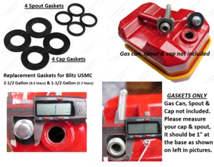 USMC Blitz Metal Gas Cap & Spout Gaskets FOR 2-1/2 1-1/2 Gallon TOTAL 8 GASKETS - Picture 1 of 3