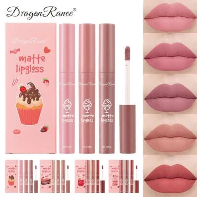 3PCS Set Nude Liquid Lipstick Lip Gloss Lip Glaze Matte Velvet Long Lasting - Image 1 of 4