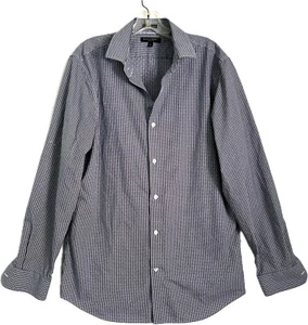 Banana Republic sz L Shirt Grant Fit Non-Iron Blue White Micro Check Long Sleeve - Picture 1 of 9
