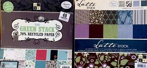 2 Pad Lot DCWV 12x12 Scrapbooking Paper Cardstock The Green Stack & Latte Stack 
