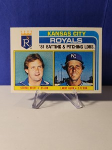 1982 Topps Royals Checklist George Brett & Larry Gura