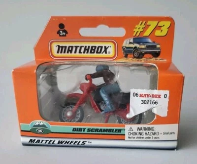 NIB MATCHBOX MATTEL WHEELS WINDOW BOX #73 DIRT SCRAMBLER MOTORCYCLE WITH RIDER - Image 1 of 4