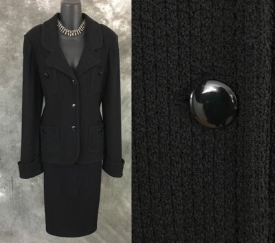 HERMOSA Chaqueta St John Punto Negro Traje Blazer Talla 8 Foto 1 de 4