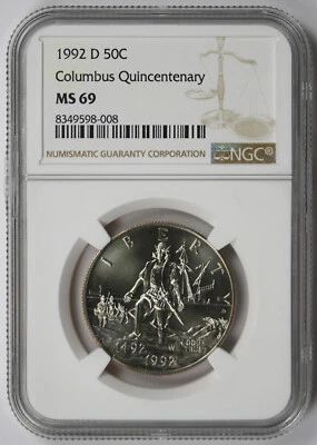 1992-D Columbus Quincentenary Modern Commemorative Half Dollar 50C MS 69 NGC - Image 1 of 4