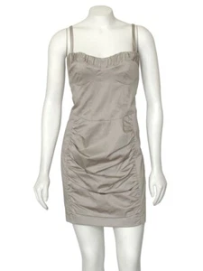 Nanette Lepore Dress sz 6 - Khaki Ruched Sheath Dress w Removable Straps - Picture 1 of 8