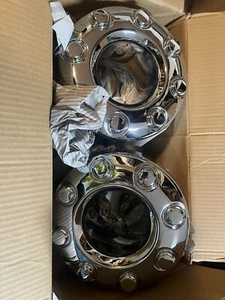 2PCS 2005-2018 F-350 F350 Dually Front 4X4 Open Chrome Wheel Center Hub Cap - Picture 1 of 2