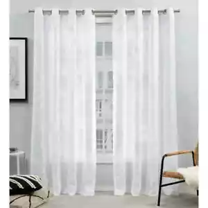 MoDRN Scandinavian Minimal Open Weave Curtain Pair - Set of 2 - Picture 1 of 2
