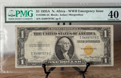 1935-A $1 North Africa Silver Fr. 2306 IC Block PMG EPQ 40 Serial 134987079C - Image 1 of 4