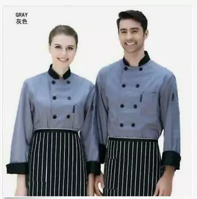 Unisex Chef Jacket Coat Restaurant Hotel Work Uniform Long Mesh Sleeves Hot - Image 1 of 4
