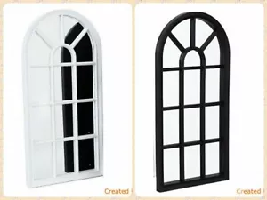 Arched Wall Mirror Glass Panel Window Style Shabby Vintage Hallway Home Decor - Picture 1 of 9