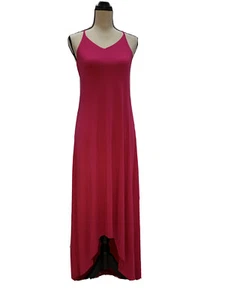 Tabitha Webb Maxi Dress Hot Pink High Low Spaghetti Strap V Neck Size Small - Picture 1 of 9