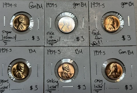 1954 S Lincoln Wheat Cent ~RD GEM BU FROM ORIGINAL ROLL!~ Cover