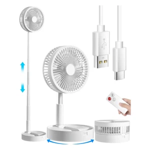 Stand Fan, Folding Portable Telescopic Floor/USB Desk Fan-4 Speeds-Super Quiet - Picture 1 of 6