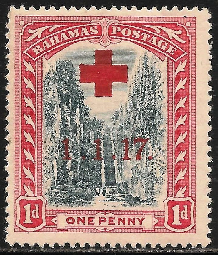Bahamas #B1 (A6) FVF MVLH - 1917 1p Queen's Staircase - Ovp't - Semi-Postal - Image 1 of 1
